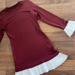 Long Sleeve Dress With White Ruffle Size Medium Brand New!