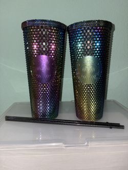 Starbucks Oil Slick Rainbow Iridescent Studded Cold Cup Tumbler