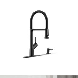 Setra Single-Handle Semi-Professional Kitchen Sink Faucet with Soap Dispenser in Matte Black