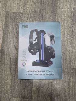 KDD RGB Headset Stand with 9 Light Modes - Controller Holder for Desk - Rotatable Headphone Stand & Detachable Controller Hook for PC Earphone Accesso