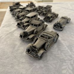 Danbury Mint Pewter Vintage Car Collection, Set Of 12. Pristine Condition! Stored Perfectly. 
