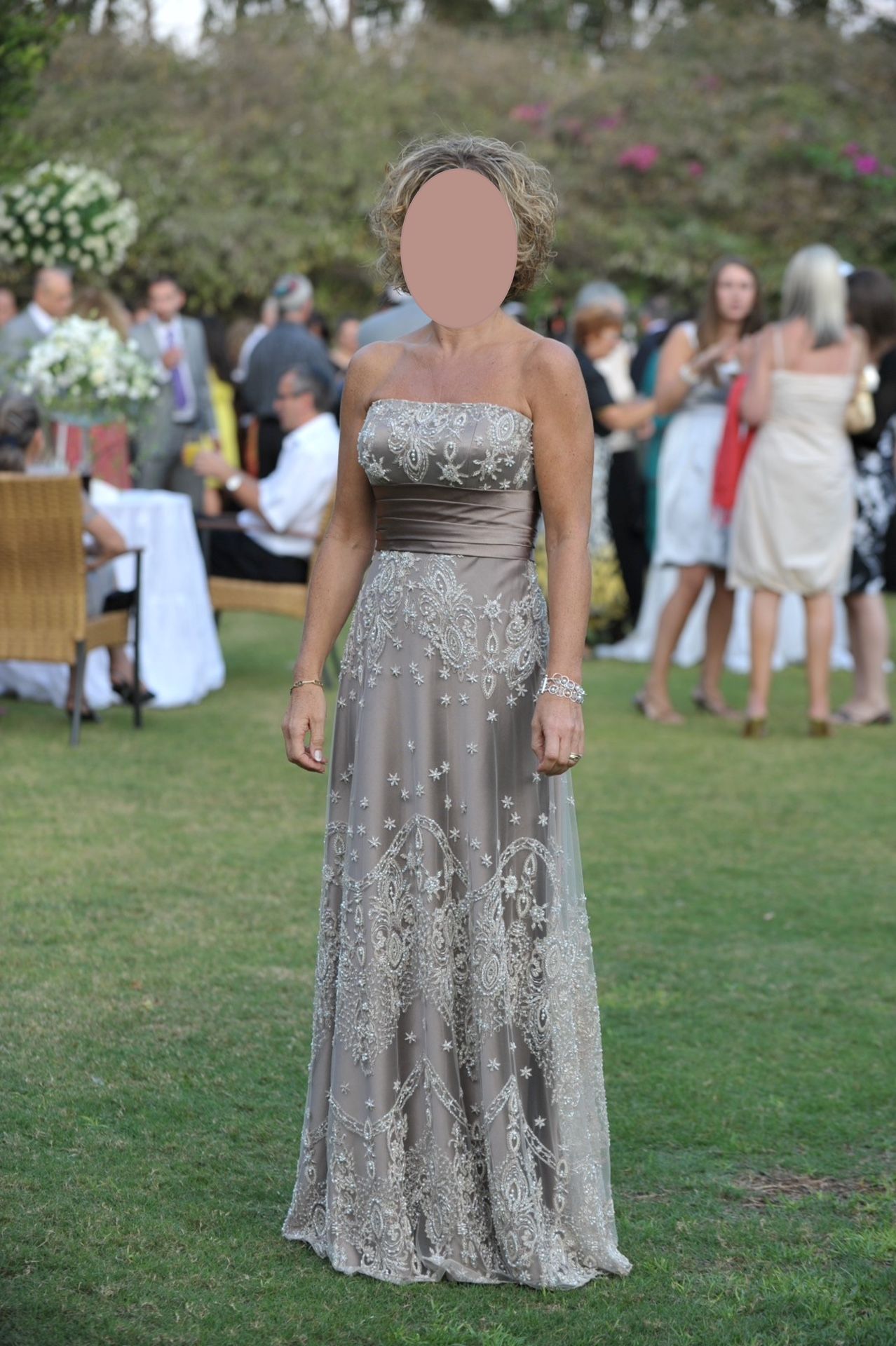 Exclusive Couture Champagne Strapless Evening Dress