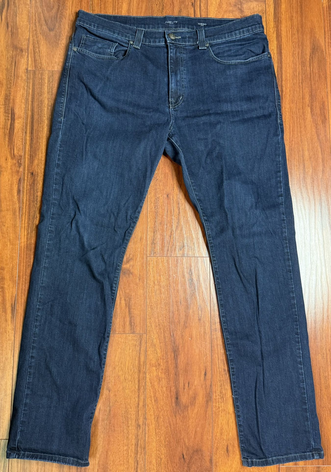 FIDELITY TORINO Mens NARROW SLIM-FIT STRETCH OXY PANORAMA JEANS~Size 38 x 32