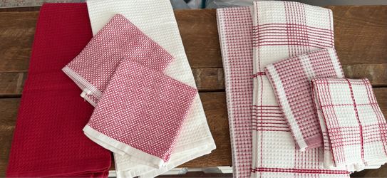 NEW Set of 8 Dishtowels (4) 21x30 and (4) 12x12 kitchen towels