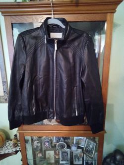 New MK Black Leather Jacket Womens Size Large 