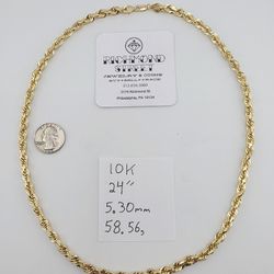 10k gold 24" 5.3mm rope chain