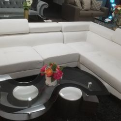 🥏ALL WHITE LEATHER SECTIONAL BRAND NEW 