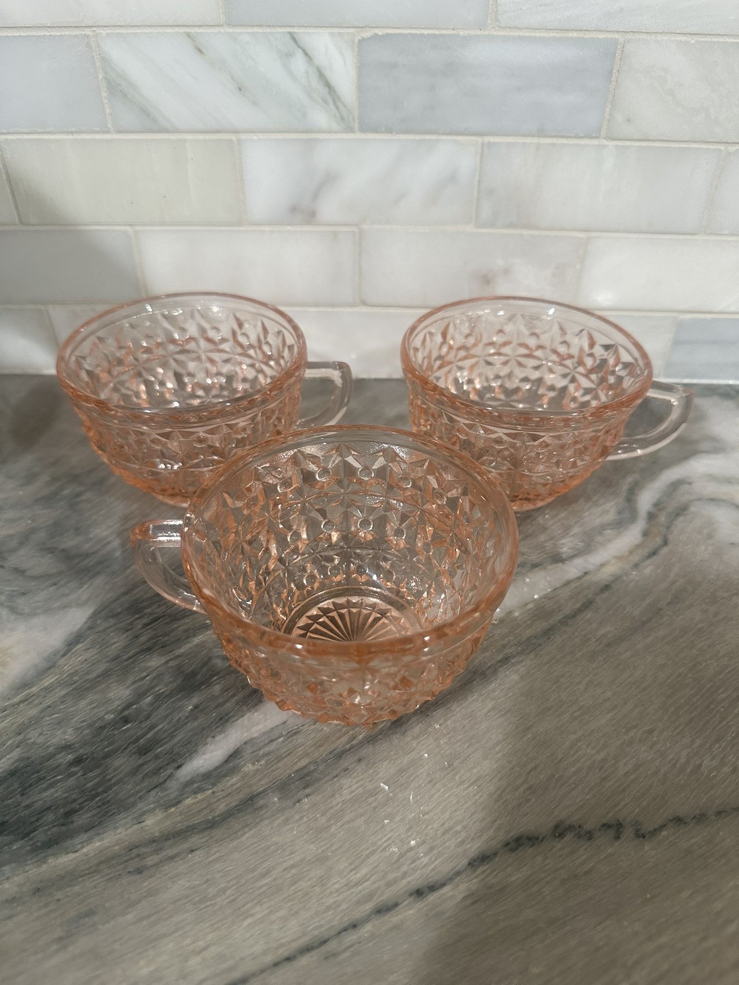 Pink Depression Glass Teacups