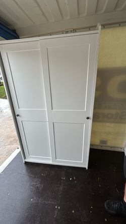 White Two-Door Wardrobe Armoire