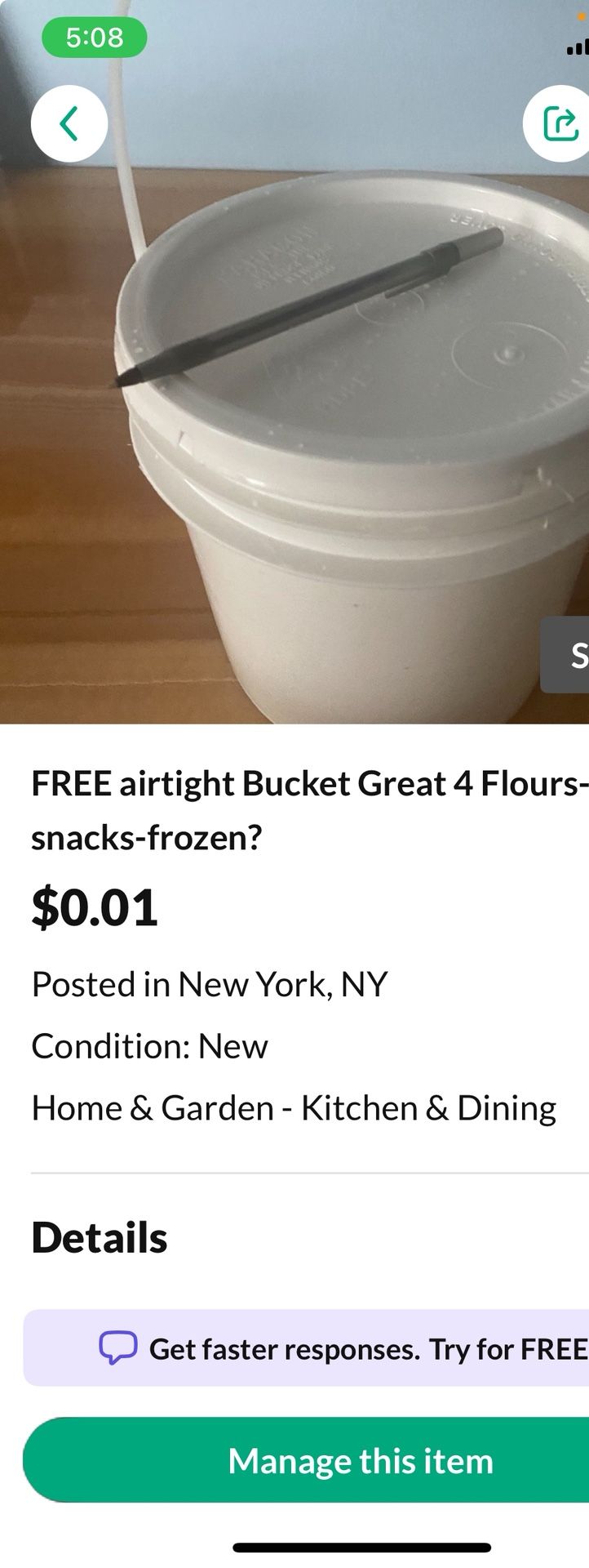 FREE airtight Bucket Great 4 Flours-snacks-frozen?