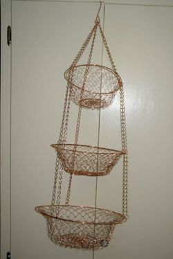 New 3-Tier Copper Wire Hanging Fruit Basket