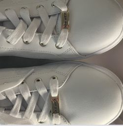 Nine West Quilted Lace Up  Low Top Sneakers White Gold Women