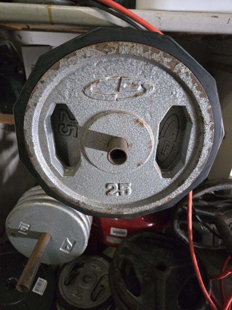 135 Pounds Of Rubber Grip Weight Plates For Standard Barbells And Dumbbels