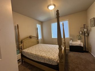 Queen Wood Bed Frame W/ Free Mattress