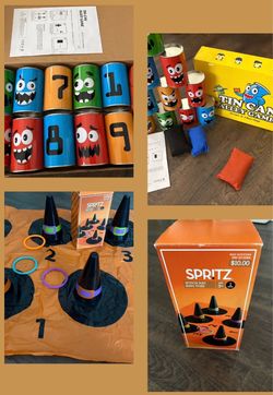 Tin Can Alley Game & Spritz Witch Hat Ring Toss