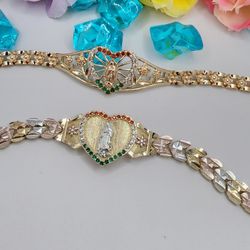 Virgin Mary Set 2 Bracelets Gold-plated  3-colors 18k 