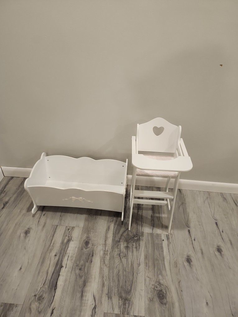 Doll Cradle And Highchair