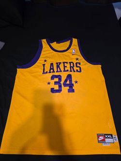 NIKE LOS ANGELES LAKERS SHAQUILLE O'NEIL STITCHED JERSEY #34