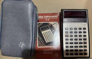 Vintage Texas Instruments TI-30 Vintage 1970's Calculator Blue Case