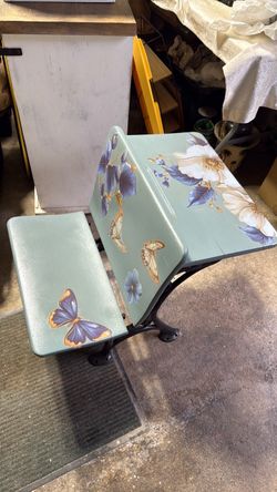 Cast iron and wood school desk