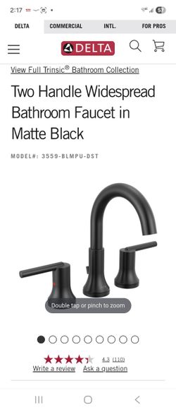 Two Matte Black Delta Bathroom Faucets