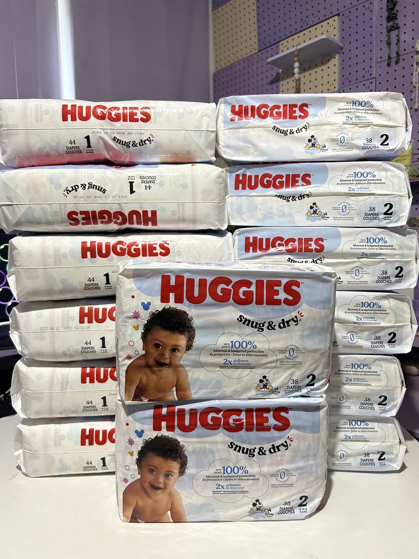 Huggies Pamperes Diaper Baby Bundle Size 1&2