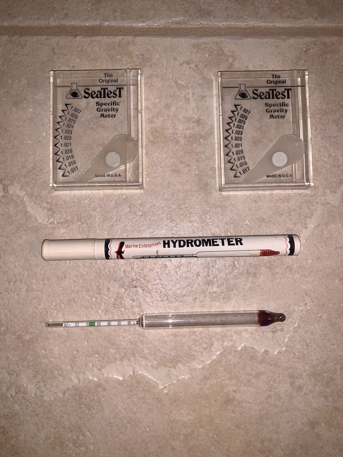 Preowned hydrometers for salt water tank