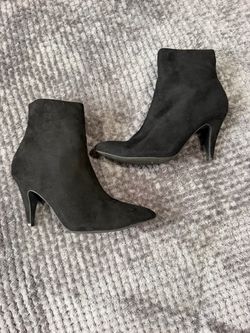 Black Suede Pointed-Toe Ankle Boots