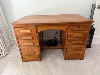Vintage Oak Double Pedestal Desk