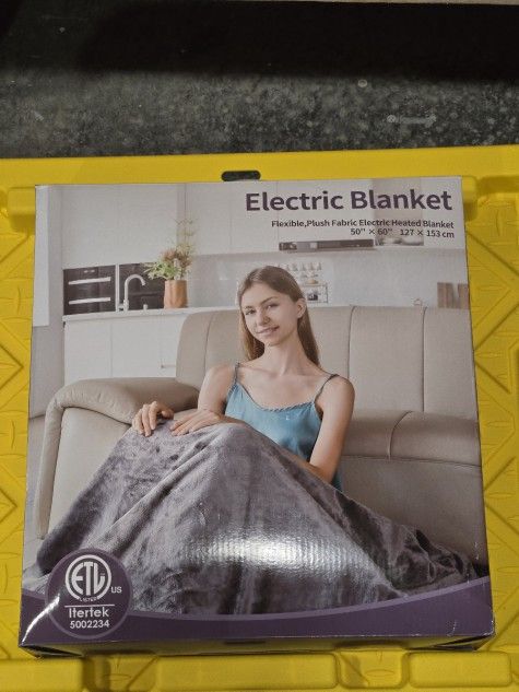 Grey Heated Throw Blanket with 1-9 hrs Timer Auto-Off & 8 Heating Levels