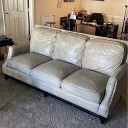 Cream Leather Couch