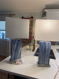 Pair of blue lamps