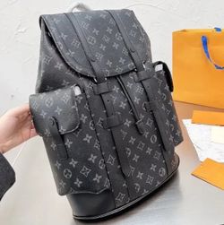 Black monogram book bag