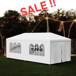 Canopy Tent with Walls Large Tents for Outdoor Events Outside Party Tent for Backyard White Tent Wedding Tent for Patio (10' X 20')