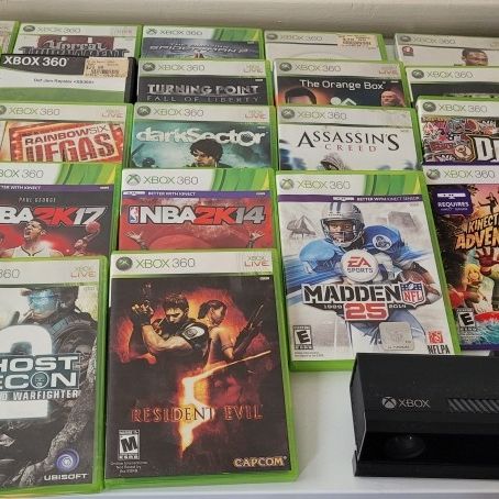 Xbox 360 Game Lot With Kinect Cam