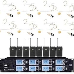 BOLY BL-8800 Professional 8-Channels Wireless UHF 8 Headset Microphones System.