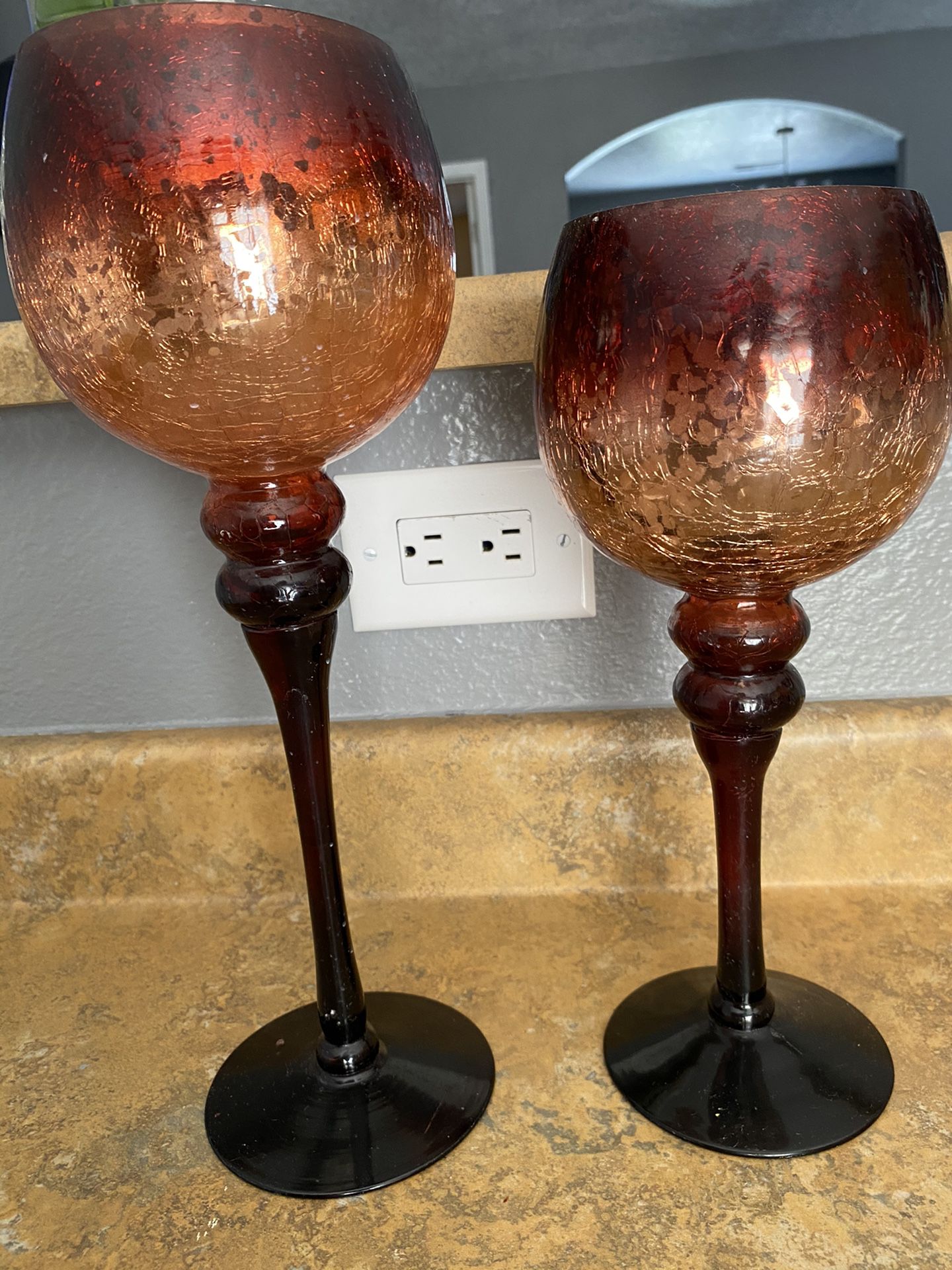 Large glass candle holders