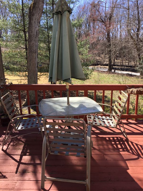 Patio Table With Umbrella And 3 Chairs For In Waldorf Md Offerup Patio Table With Umbrella And 3 Chairs Waldorf Md