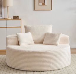 Boneless Round Chaise Longer Chair, Off White