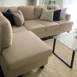 Beige Couch Sectional (Lightly Used)