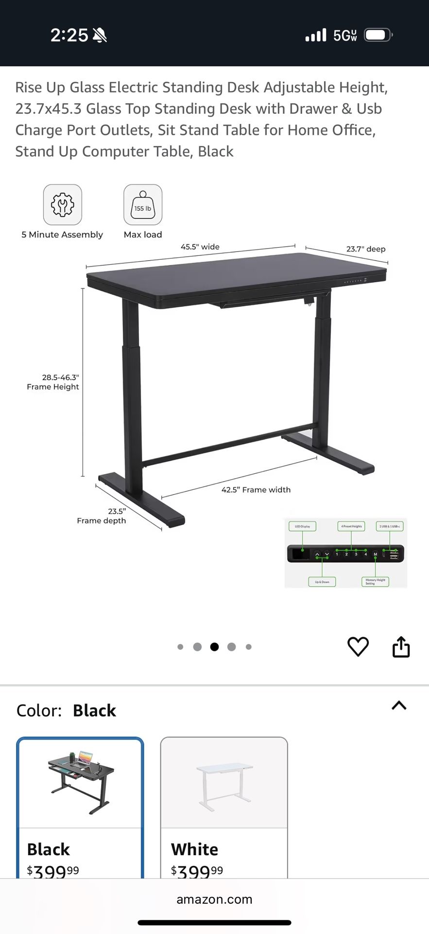 Rise Up Glass Electric Standing Desk Adjustable
