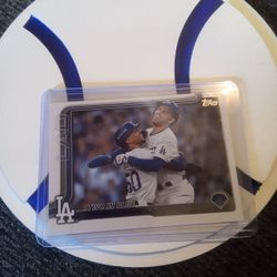 Custom Made Dodgers Baseball Plaque With Card Of Freddy Freeman And Mookie Betts