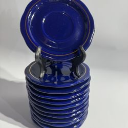 Set Of 12 Cobalt Blue Gold Waechtersbach W Germany Winter Dream 5” saucer Plates   This set includes twelve 5-inch round coffee/tea/espresso saucer pl