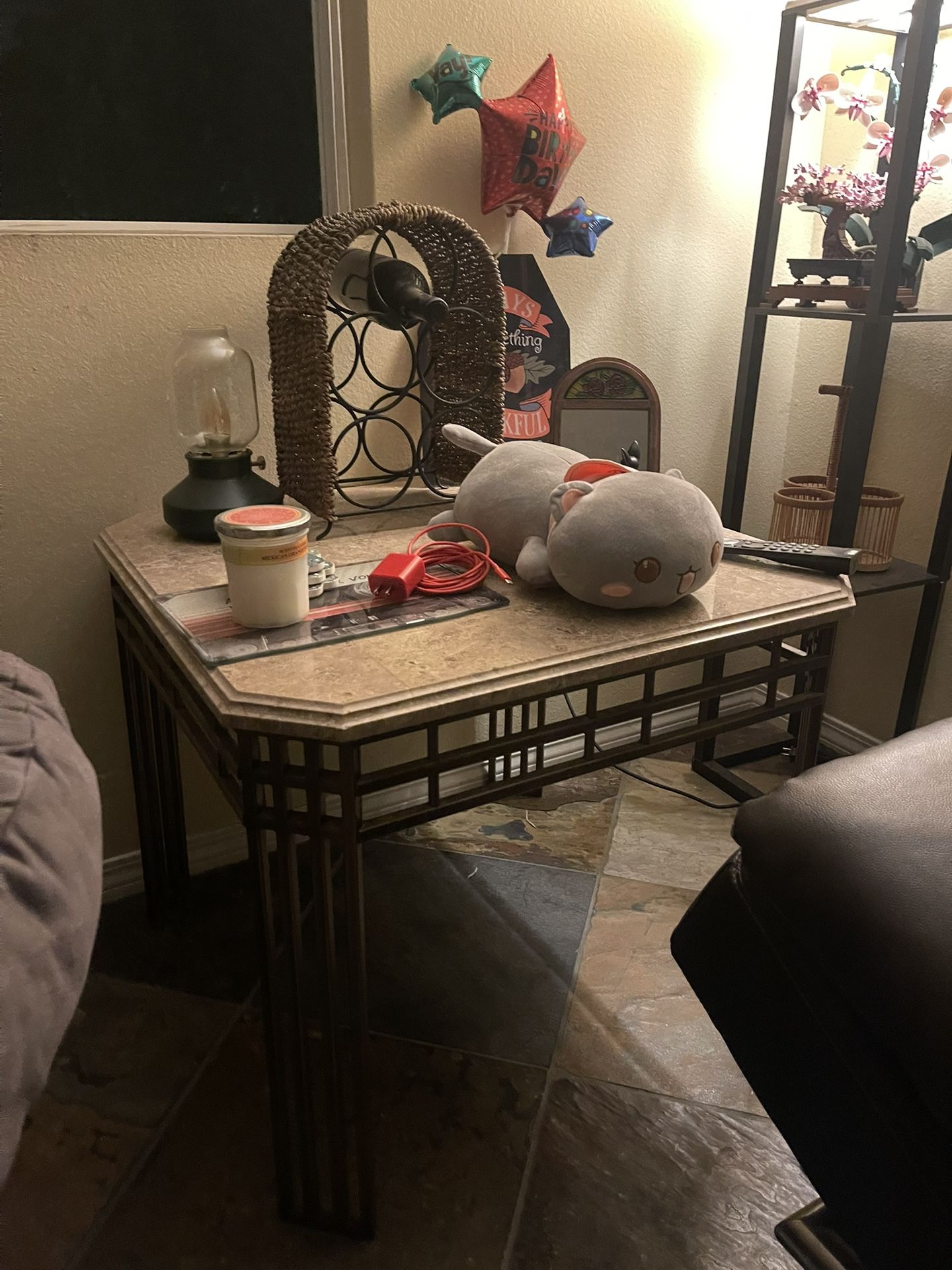 2 Side Table With Matching Cofee Table/ Real Marble And Metal