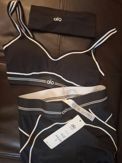 Alo Yoga Sports Bra and Leggings Set With Headband  (SMALL)