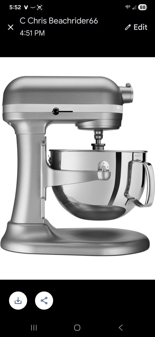 KitchenAid Pro 600 6 QT Bowl Lift Stand Mixer With Flex Edge. Contour Silver $400