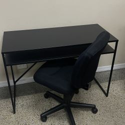 44”W Metal Desk w/ Shelf & Quality Ajustable Chair 🚚 extra mesa