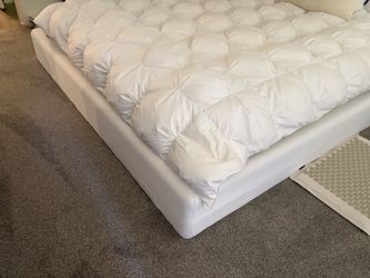 Cloud King size platform bed frame. Custom. Linen.