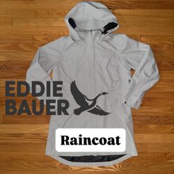 WOMEN Medium - Eddie Bauer Waterproof Rain Jacket Long Trench Coat