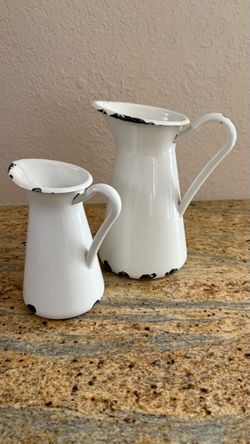 IKEA SOCKERÄRT Enamel Pitcher Vases – Set of 2 – Farmhouse Décor